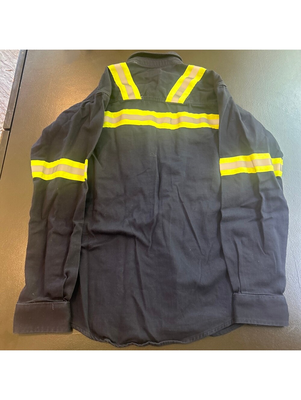 Vintage Carhartt FR Work Shirt Medium Navy Flame Resistant Cotton Nylon - Picture 4 of 6